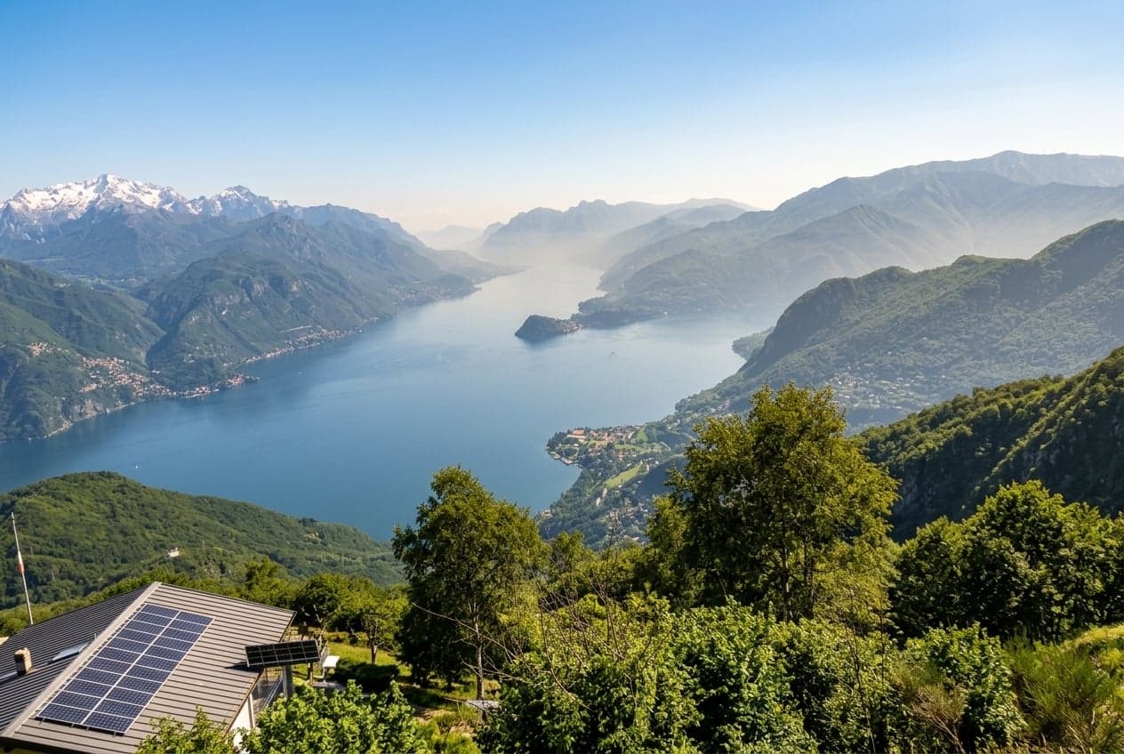 The view down over Lake Como's central basin from the trail up Monte Grona