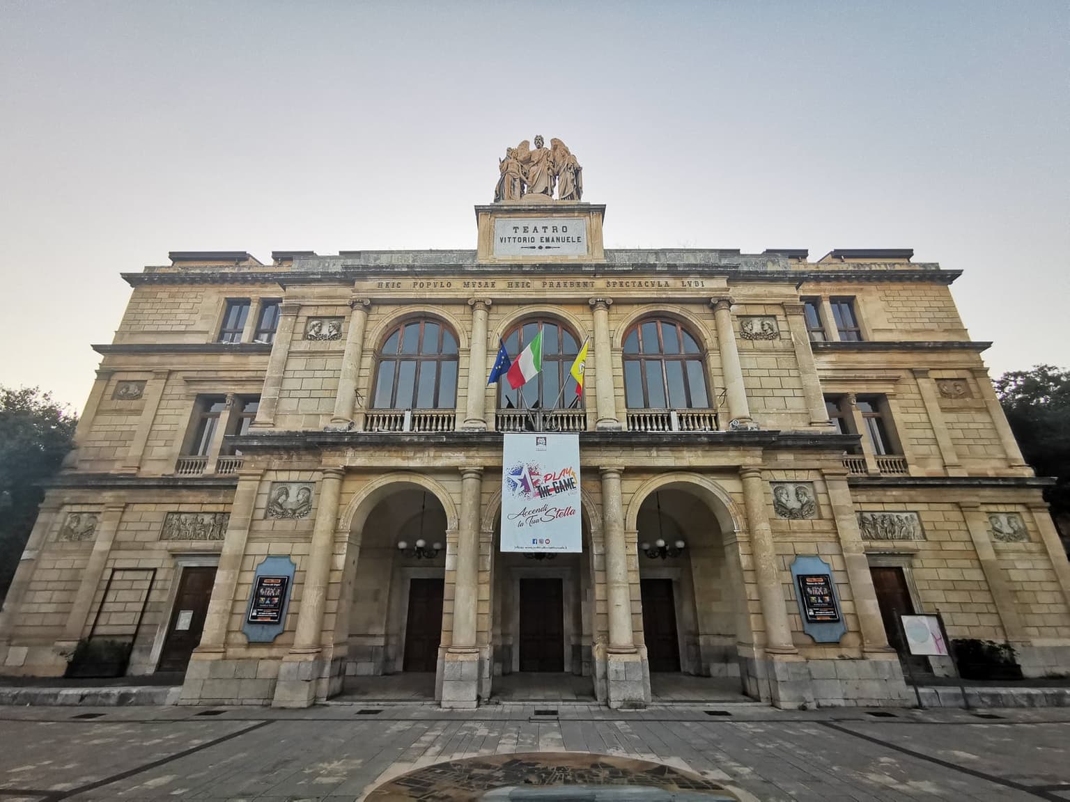 The neoclassical façade of Teatro Vittorio Emanuele II, Messina's 1852 opera house