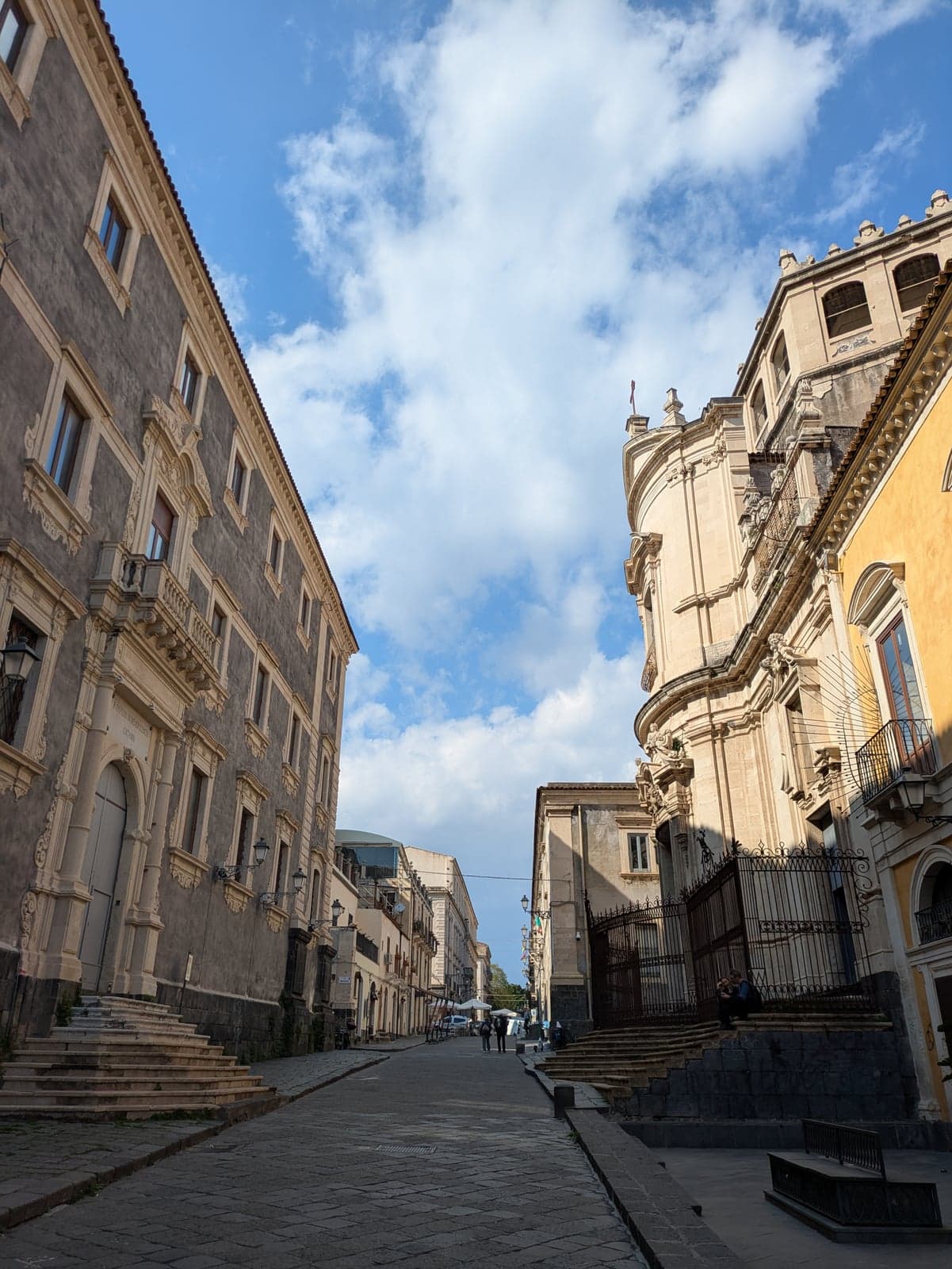 Via Crociferi in Catania, a quiet stepped street of baroque church facades