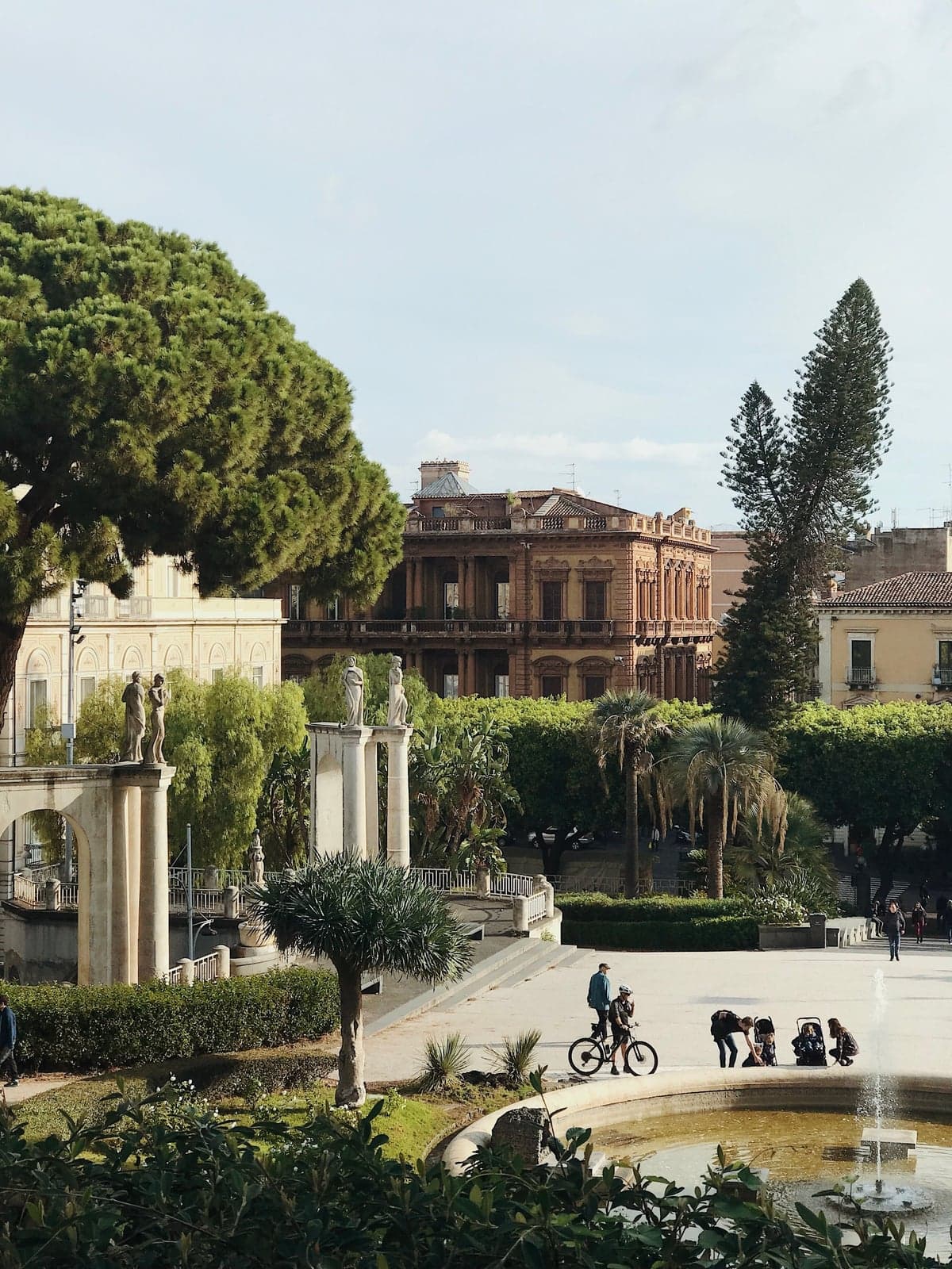 The terrace and palm-lined paths of Villa Bellini, Catania's public garden
